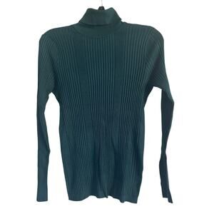 NWT JM Collection Petite Ribbed Turtleneck Sweater Rich Turquoise Color Size PM